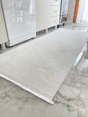 Yoga Washable Stain Proof Ecru Kitchen Rug 5011