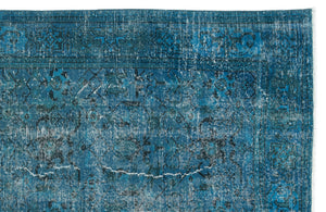 Turquoise  Over Dyed Vintage Rug 6'3'' x 9'9'' ft 190 x 297 cm