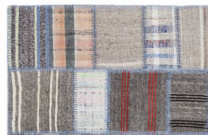 Striped Over Dyed Kilim Patchwork Unique Rug 5'3'' x 7'7'' ft 160 x 230 cm