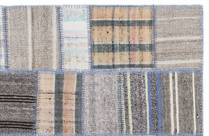 Striped Over Dyed Kilim Patchwork Unique Rug 5'3'' x 7'7'' ft 160 x 230 cm