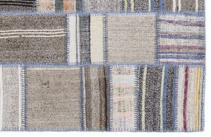 Striped Over Dyed Kilim Patchwork Unique Rug 5'3'' x 7'7'' ft 160 x 230 cm