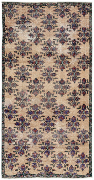Retro Over Dyed Vintage Rug 4'0'' x 7'10'' ft 122 x 238 cm