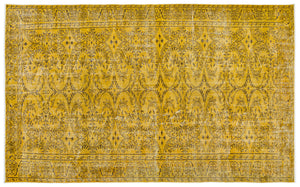 Yellow Over Dyed Vintage Rug 5'9'' x 9'4'' ft 175 x 285 cm