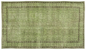 Green Over Dyed Vintage Rug 5'3'' x 9'2'' ft 160 x 280 cm