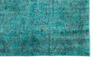 Turquoise  Over Dyed Vintage Rug 6'5'' x 10'5'' ft 195 x 318 cm