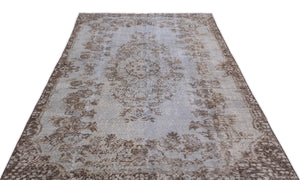 Blue Over Dyed Vintage Rug 5'3'' x 9'3'' ft 160 x 282 cm