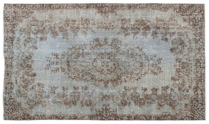 Blue Over Dyed Vintage Rug 5'3'' x 9'3'' ft 160 x 282 cm