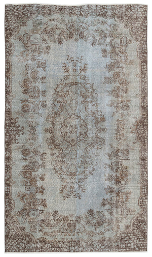 Blue Over Dyed Vintage Rug 5'3'' x 9'3'' ft 160 x 282 cm