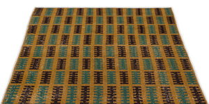 Retro Over Dyed Vintage Rug 3'8'' x 4'7'' ft 111 x 140 cm