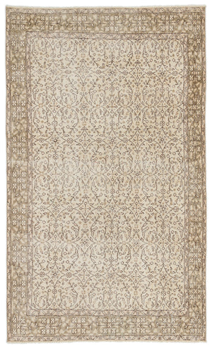 Beige Over Dyed Vintage Rug 5'2'' x 8'7'' ft 157 x 262 cm