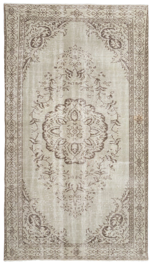 Beige Over Dyed Vintage Rug 5'5'' x 9'6'' ft 164 x 290 cm