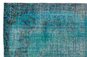 Turquoise  Over Dyed Vintage Rug 6'2'' x 9'4'' ft 187 x 285 cm