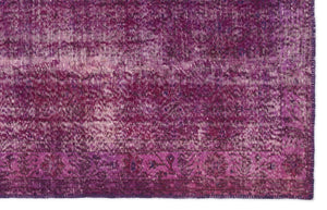 Fuchsia Over Dyed Vintage Rug 5'6'' x 8'8'' ft 168 x 264 cm