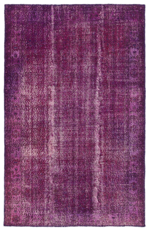 Fuchsia Over Dyed Vintage Rug 5'6'' x 8'8'' ft 168 x 264 cm