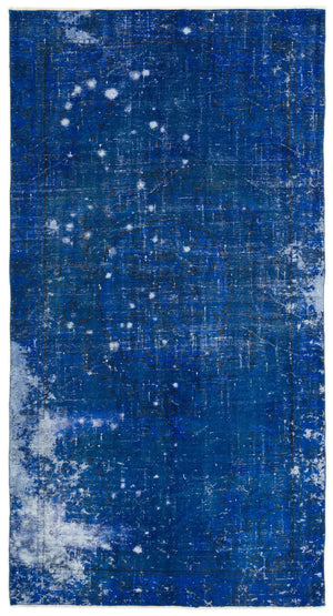 Blue Over Dyed Vintage Rug 4'9'' x 8'11'' ft 144 x 271 cm