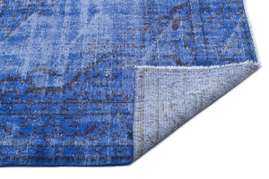 Blue Over Dyed Vintage Rug 5'4'' x 8'10'' ft 163 x 270 cm