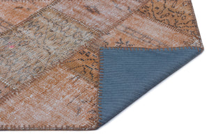 Brown Over Dyed Patchwork Unique Rug 2'7'' x 4'12'' ft 80 x 152 cm