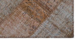 Brown Over Dyed Patchwork Unique Rug 2'7'' x 4'12'' ft 80 x 152 cm