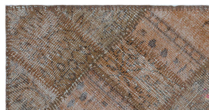 Brown Over Dyed Patchwork Unique Rug 2'7'' x 4'12'' ft 80 x 152 cm