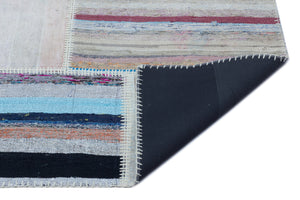 Striped Over Dyed Kilim Patchwork Unique Rug 5'3'' x 7'6'' ft 160 x 228 cm