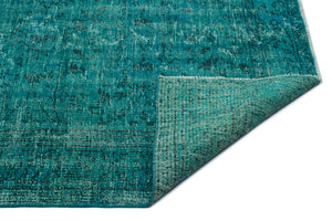Turquoise  Over Dyed Vintage Rug 5'11'' x 8'6'' ft 180 x 260 cm