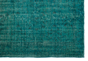 Turquoise  Over Dyed Vintage Rug 5'11'' x 8'6'' ft 180 x 260 cm