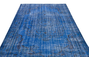 Blue Over Dyed Vintage Rug 6'3'' x 8'10'' ft 190 x 270 cm