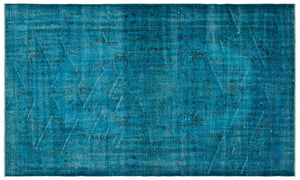 Turquoise  Over Dyed Vintage Rug 5'8'' x 9'6'' ft 172 x 290 cm