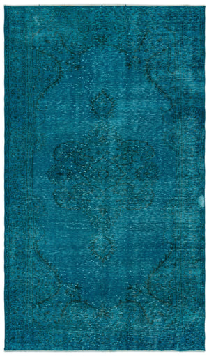 Turquoise  Over Dyed Vintage Rug 5'8'' x 9'7'' ft 172 x 291 cm