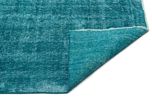 Turquoise  Over Dyed Vintage Rug 5'0'' x 8'4'' ft 153 x 254 cm