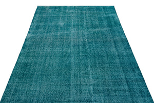 Turquoise  Over Dyed Vintage Rug 5'0'' x 8'4'' ft 153 x 254 cm