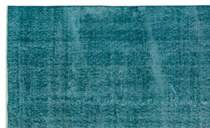 Turquoise  Over Dyed Vintage Rug 5'0'' x 8'4'' ft 153 x 254 cm