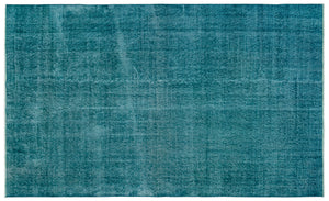 Turquoise  Over Dyed Vintage Rug 5'0'' x 8'4'' ft 153 x 254 cm