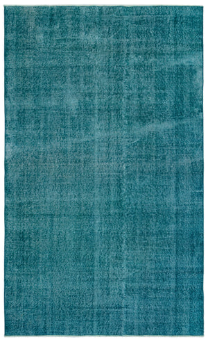 Turquoise  Over Dyed Vintage Rug 5'0'' x 8'4'' ft 153 x 254 cm