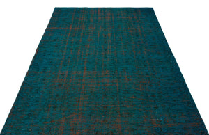 Turquoise  Over Dyed Vintage Rug 5'2'' x 7'11'' ft 158 x 241 cm