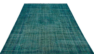 Turquoise  Over Dyed Vintage Rug 6'3'' x 8'6'' ft 190 x 258 cm