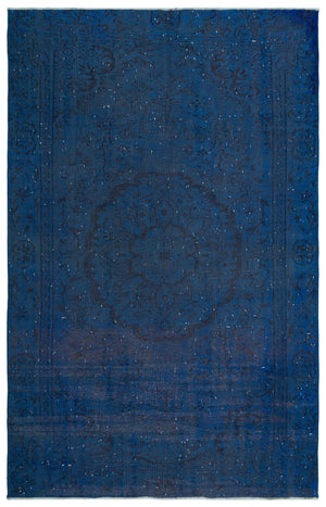 Blue Over Dyed Vintage Rug 5'6'' x 8'8'' ft 168 x 263 cm