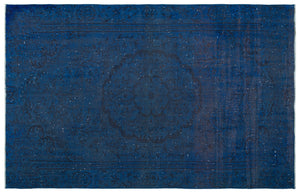 Blue Over Dyed Vintage Rug 5'6'' x 8'8'' ft 168 x 263 cm