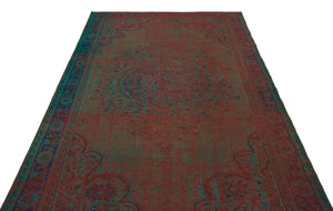 Brown Over Dyed Vintage Rug 5'7'' x 8'11'' ft 170 x 273 cm