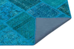 Turquoise  Over Dyed Patchwork Unique Rug 2'7'' x 4'11'' ft 80 x 150 cm