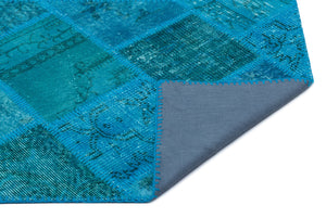 Turquoise  Over Dyed Patchwork Unique Rug 2'7'' x 4'11'' ft 80 x 150 cm