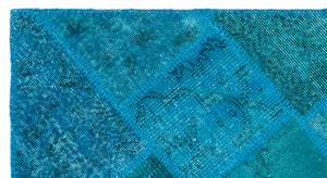 Turquoise  Over Dyed Patchwork Unique Rug 2'7'' x 4'11'' ft 80 x 150 cm