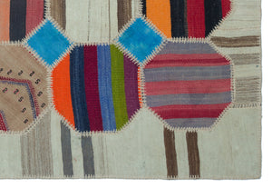 Naturel Over Dyed Kilim Patchwork Unique Rug 3'11'' x 5'9'' ft 120 x 176 cm