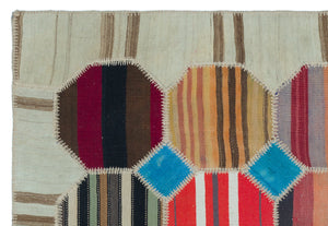 Naturel Over Dyed Kilim Patchwork Unique Rug 3'11'' x 5'9'' ft 120 x 176 cm