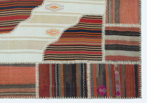 Naturel Over Dyed Kilim Patchwork Unique Rug 5'3'' x 7'6'' ft 160 x 228 cm