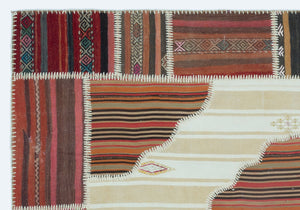 Naturel Over Dyed Kilim Patchwork Unique Rug 5'3'' x 7'6'' ft 160 x 228 cm