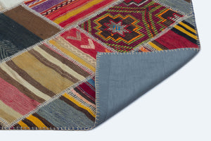 Naturel Over Dyed Kilim Patchwork Unique Rug 5'2'' x 7'7'' ft 158 x 232 cm