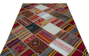 Naturel Over Dyed Kilim Patchwork Unique Rug 5'2'' x 7'7'' ft 158 x 232 cm