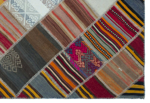 Naturel Over Dyed Kilim Patchwork Unique Rug 5'2'' x 7'7'' ft 158 x 232 cm