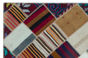 Naturel Over Dyed Kilim Patchwork Unique Rug 5'2'' x 7'9'' ft 157 x 237 cm